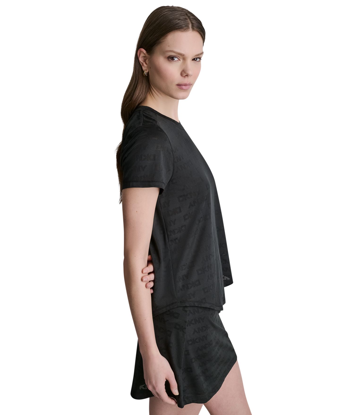 Женская футболка DKNY Sport Crewneck Short-Sleeve T-Shirt, цвет: Чёрный — фото 3