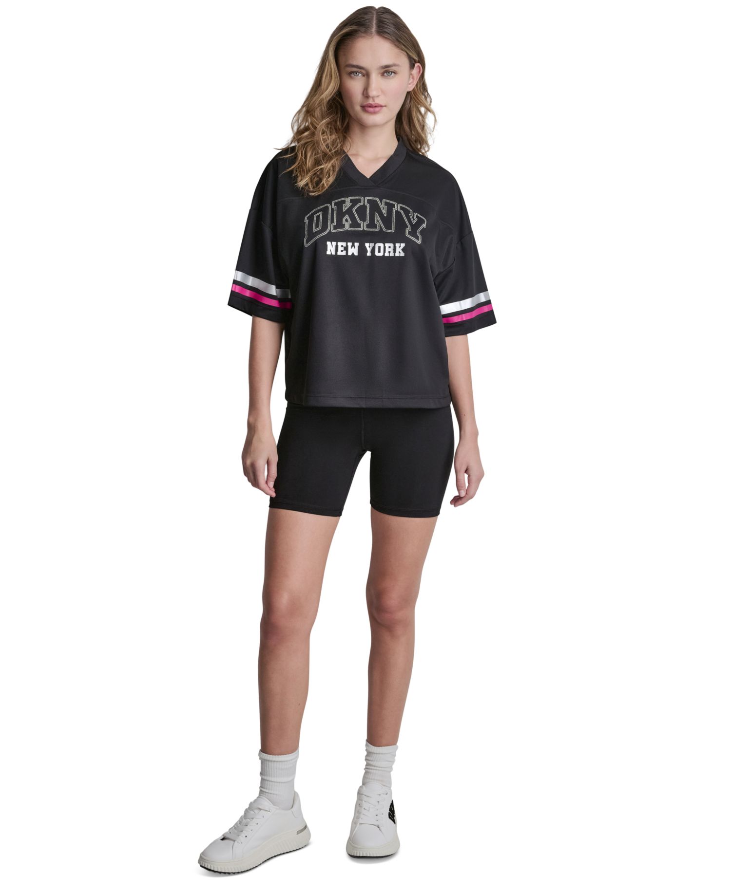Women's Varsity Rhinestone V-Neck Sports Jersey