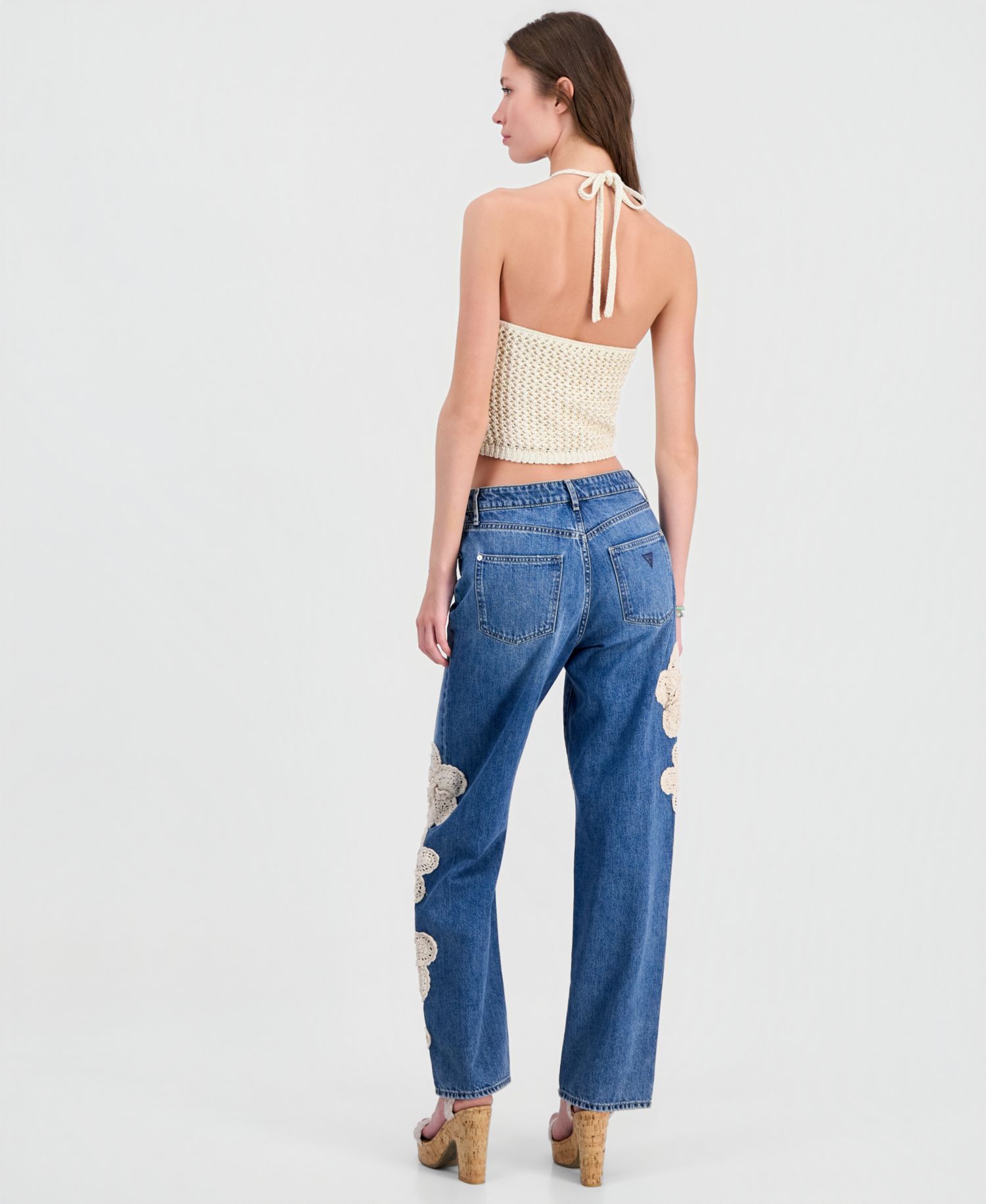 Women's Alicia Flower Crochet Halter Sweater