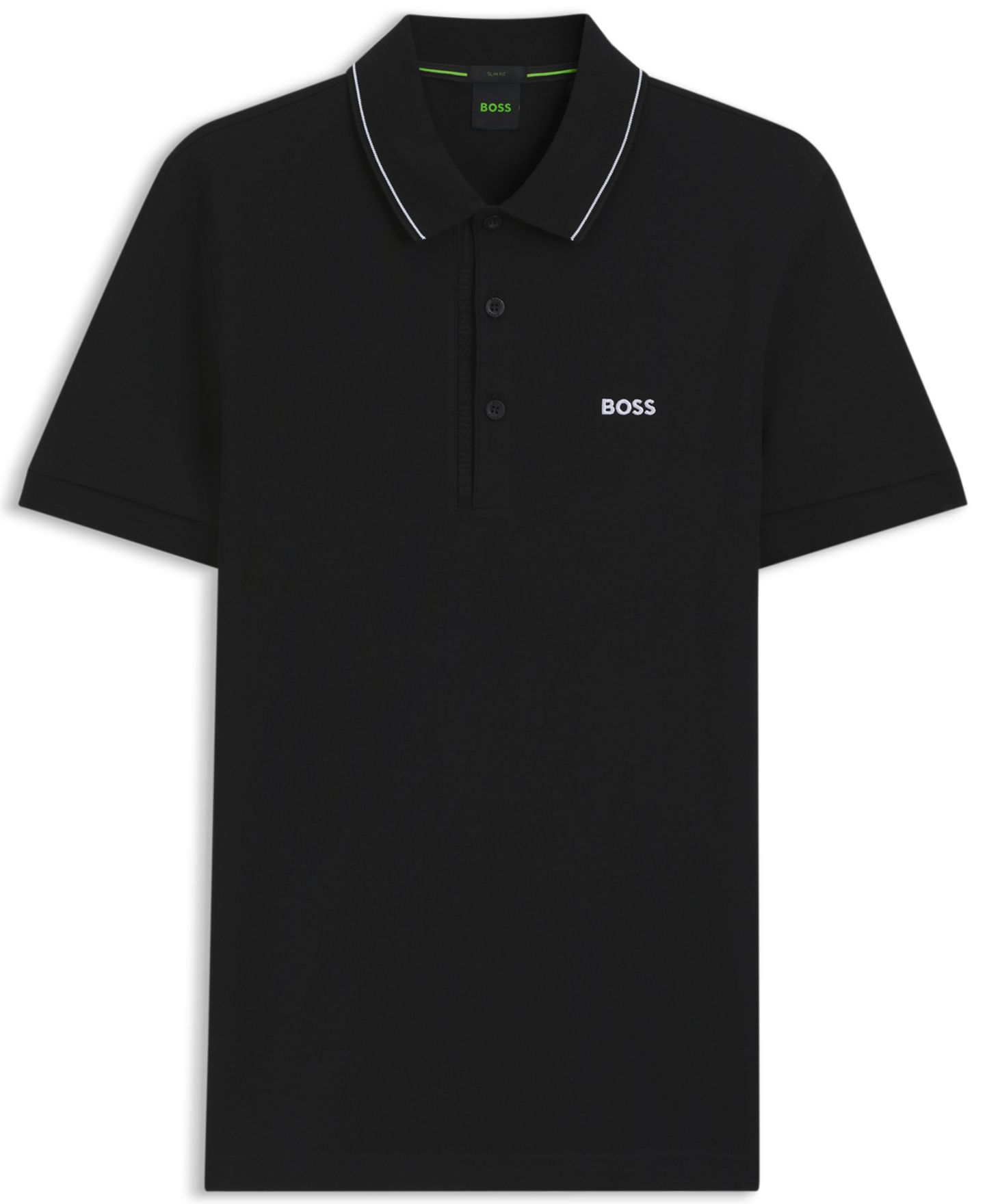 Мужское поло Hugo Boss Tonal Logo Slim-Fit Polo Shirt, цвет: Чёрный — фото 4
