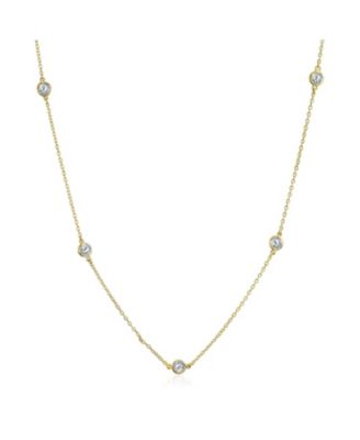 Minimalist Long CZ By The Inch Tin Cup Chain Necklace Plated 24 Inch