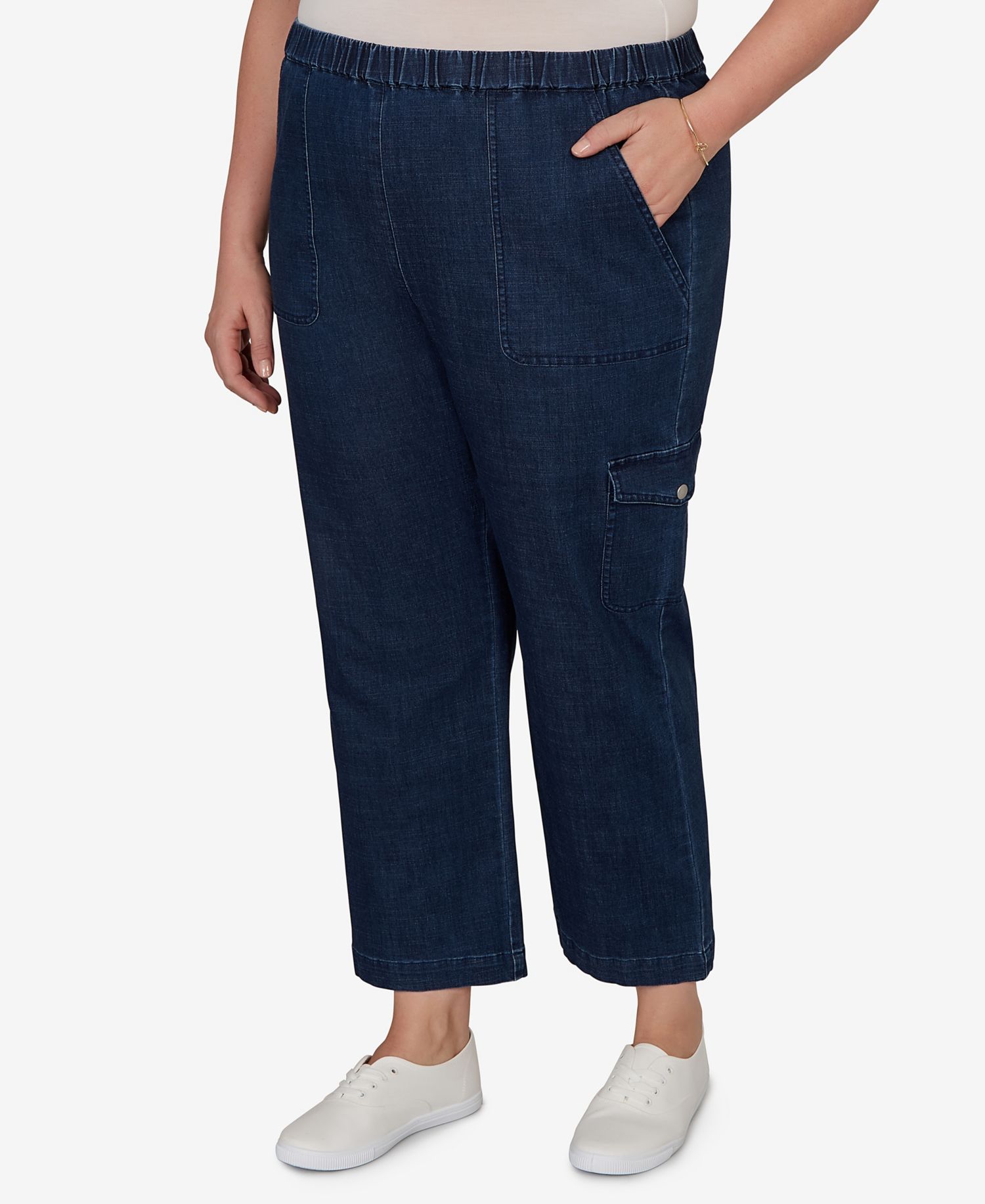 Plus Size Pull-On Cargo Pocket Jeans
