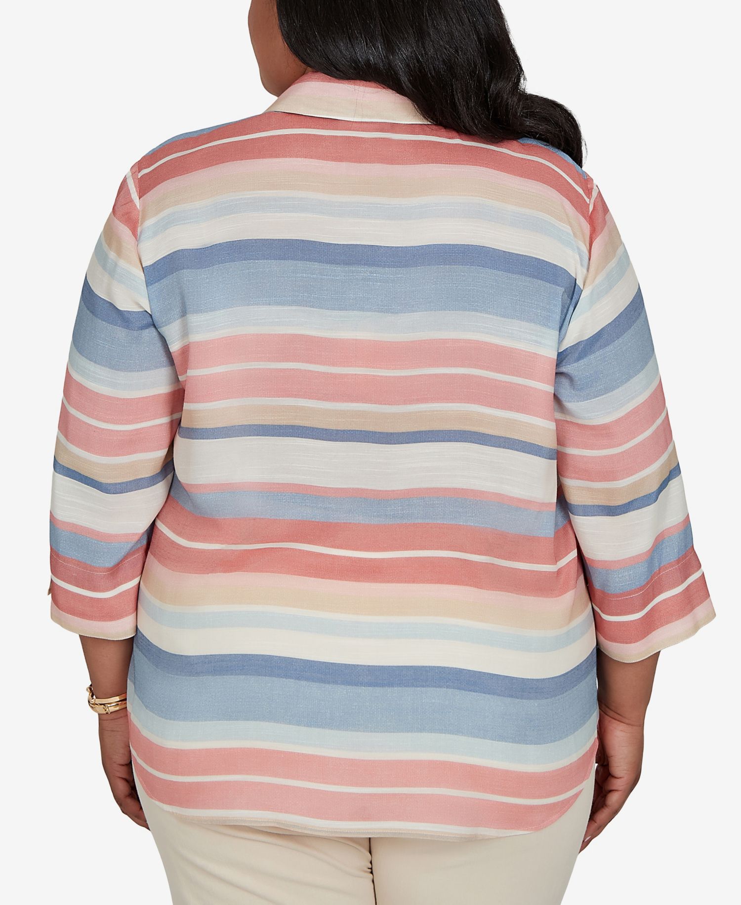 Plus Size Camden Market Colorful Stripes Button-Front Top