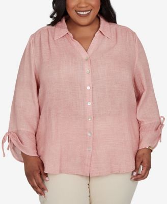 Plus Size Camden Market Crinkle Gauze Button-Front Top