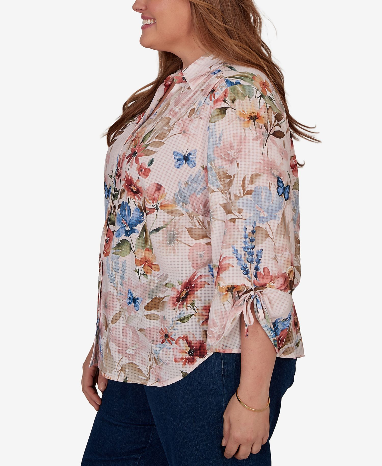 Plus Size Camden Market Botanical Butterfly Button-Front Top