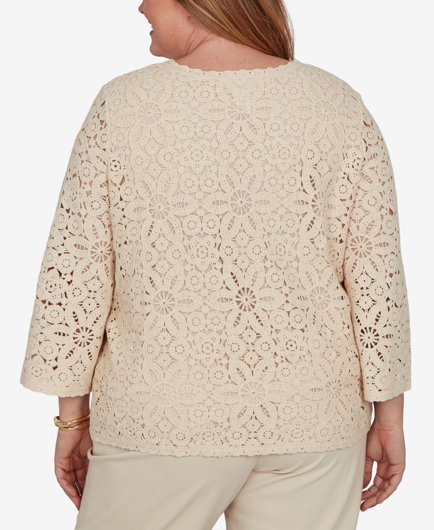 Plus Size Camden Market Floral Crochet Lined Knit Top