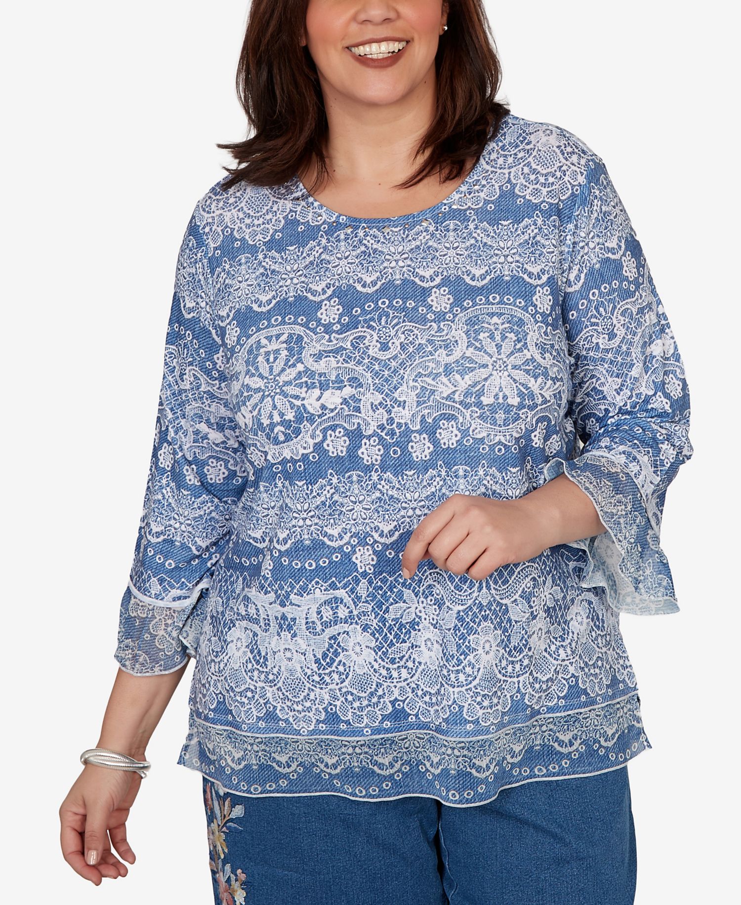 Plus Size Camden Market Lacey Striped Knit Top