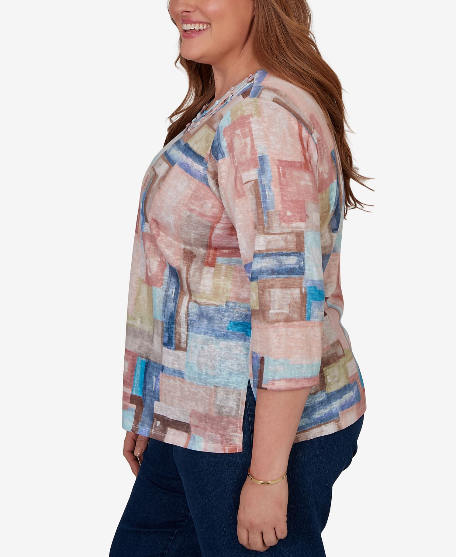 Plus Size Camden Market Painted Color Blocks Knit Top