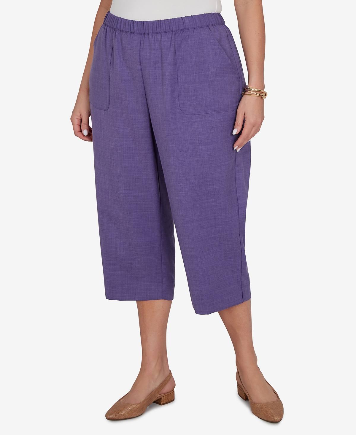 Alfred Dunner Plus Grand Bazaar Textured Pull On Capri Pants