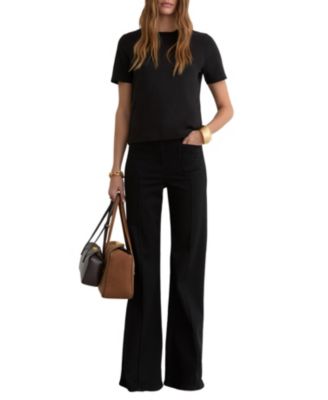 Women's Stretch-Cotton Ribbed-Neck T-Shirt
