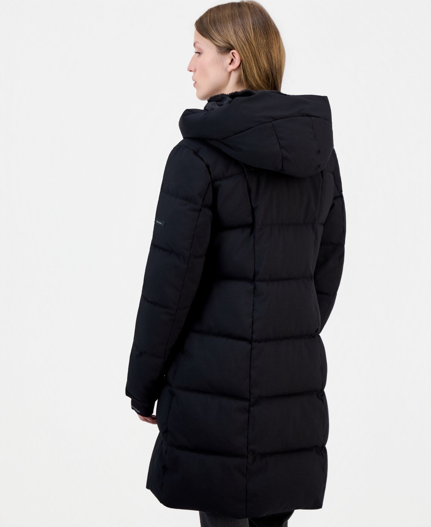 Женская куртка Calvin Klein Hooded Zippered Puffer, цвет: Чёрный — фото 2