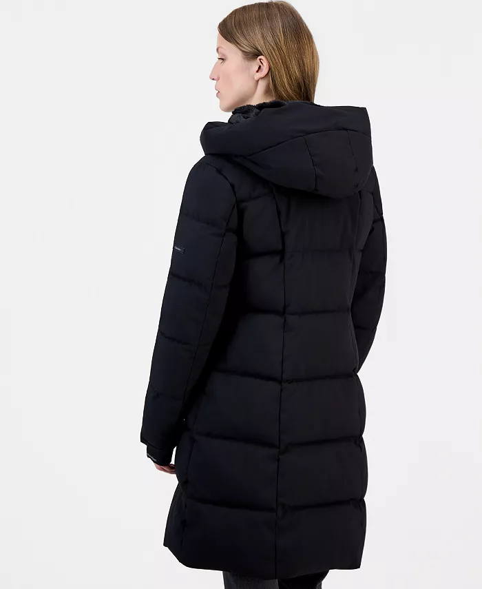 Women's Hooded Zippered Puffer Coat - thumbnail 10