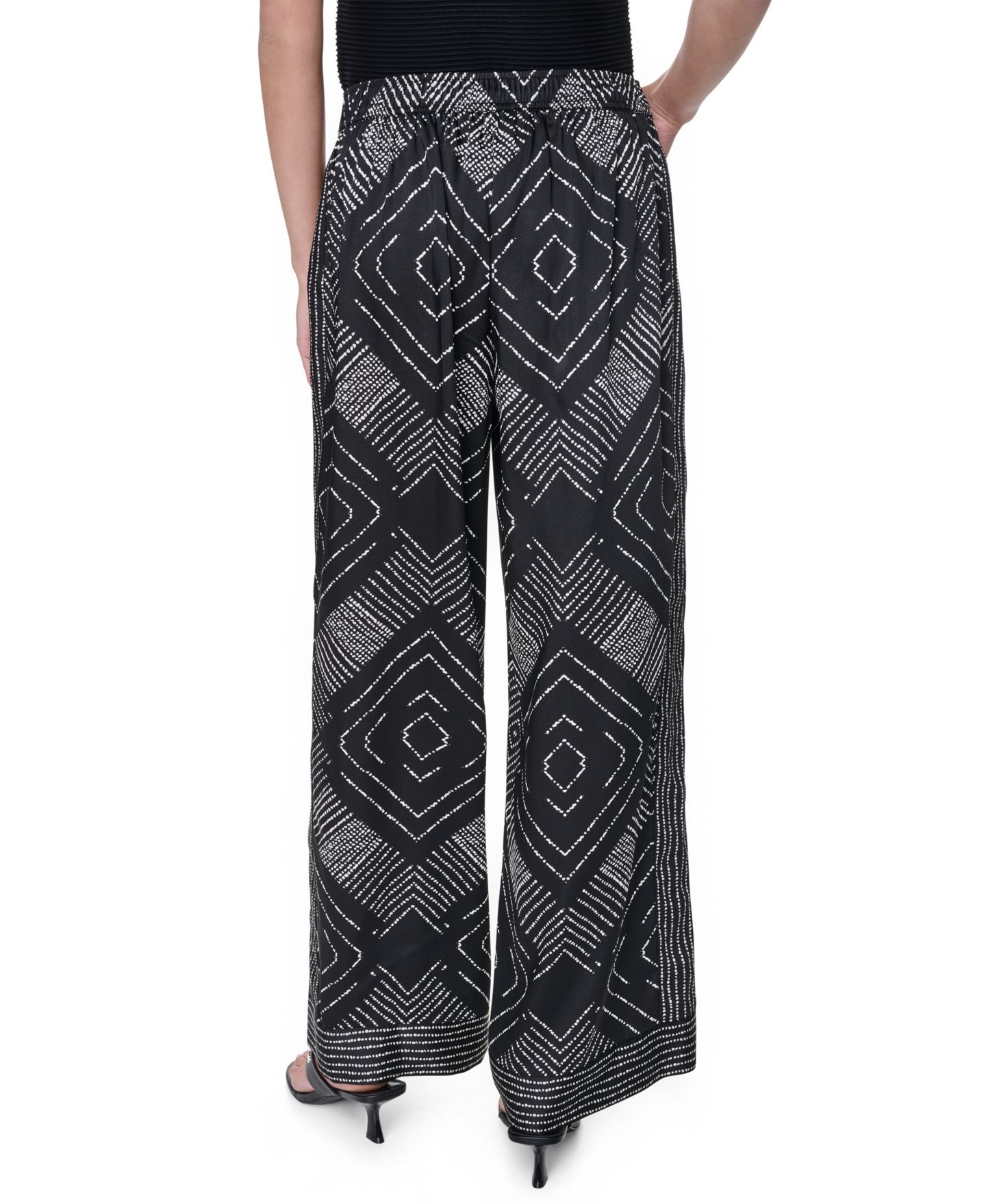 Женские брюки DKNY Printed Wide-Leg, цвет: Бриллиантовый — фото 5