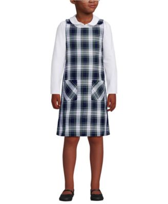 Big Girls Plaid Button Shoulder Patch Pocket Jumper
