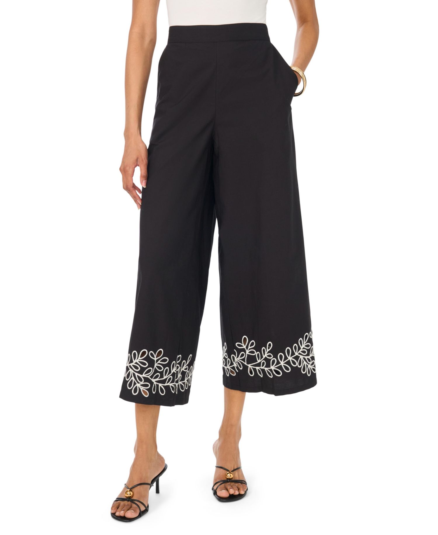 Women's High-Rise Tie-Waist Scallop Hem Pants