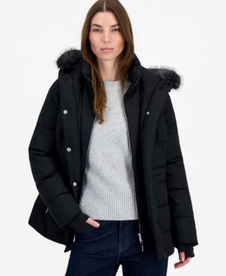 Women's Faux-Fur Hooded Utility Puffer Coat