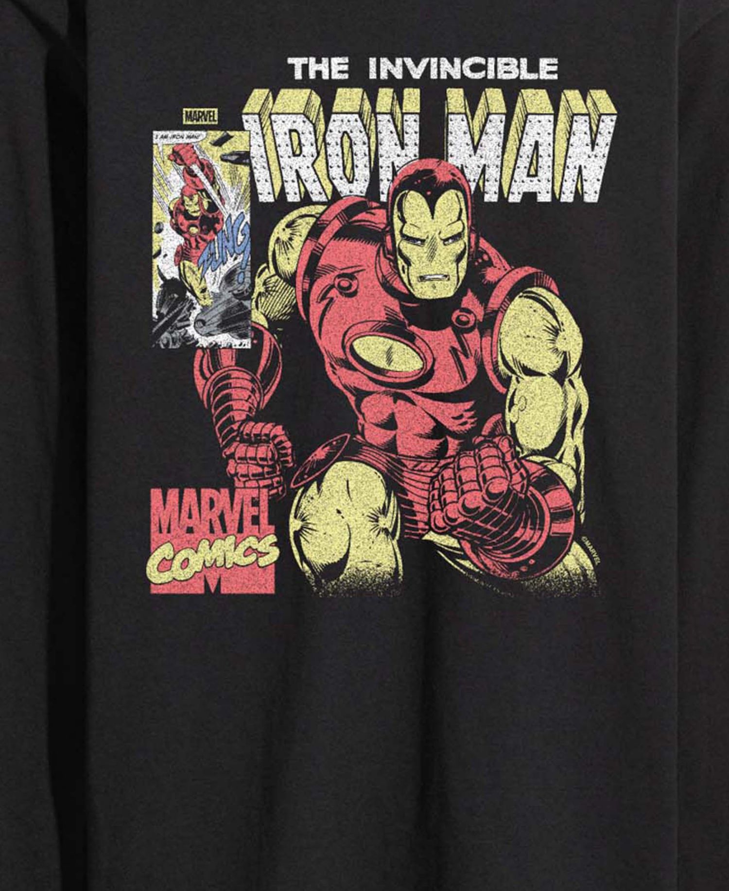 Men's Iron Man Vintage Faded Comic Long-Sleeve Graphic T-Shirt