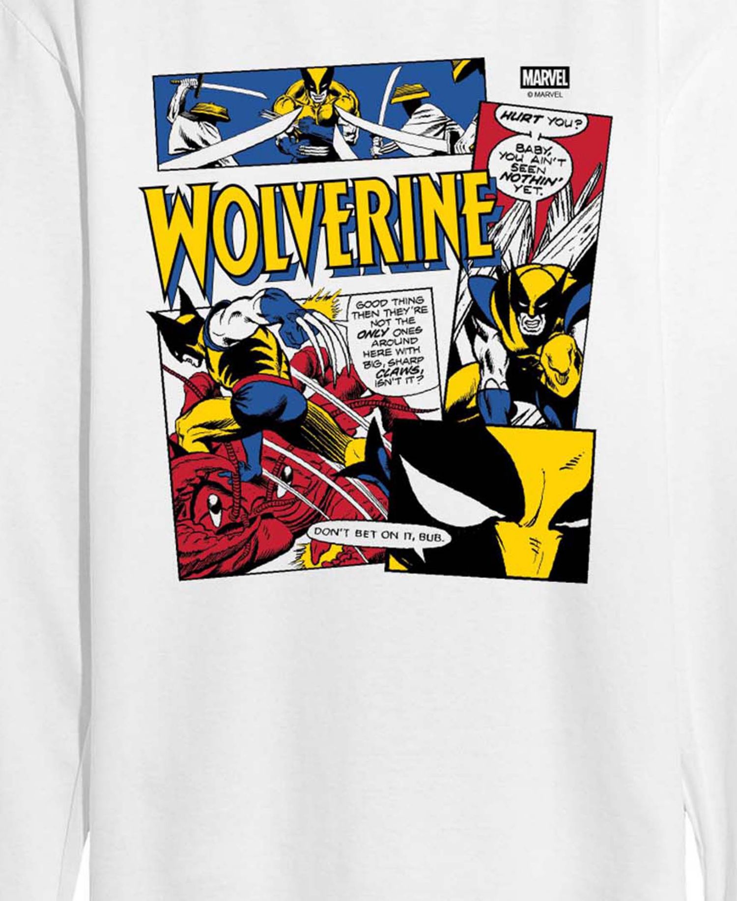Men's Wolverine Comic Panels Collage Long-Sleeve Graphic T-Shirt