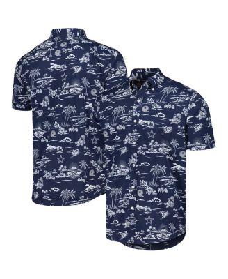 Men's Navy Dallas Cowboys Throwback Kekai&nbsp;Print Button-Up Shirt