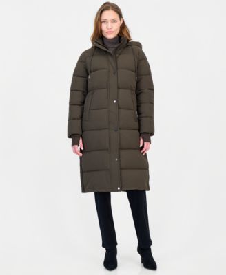 Michael Kors Women's Hooded Drawstring Quilted Maxi Puffer Coat