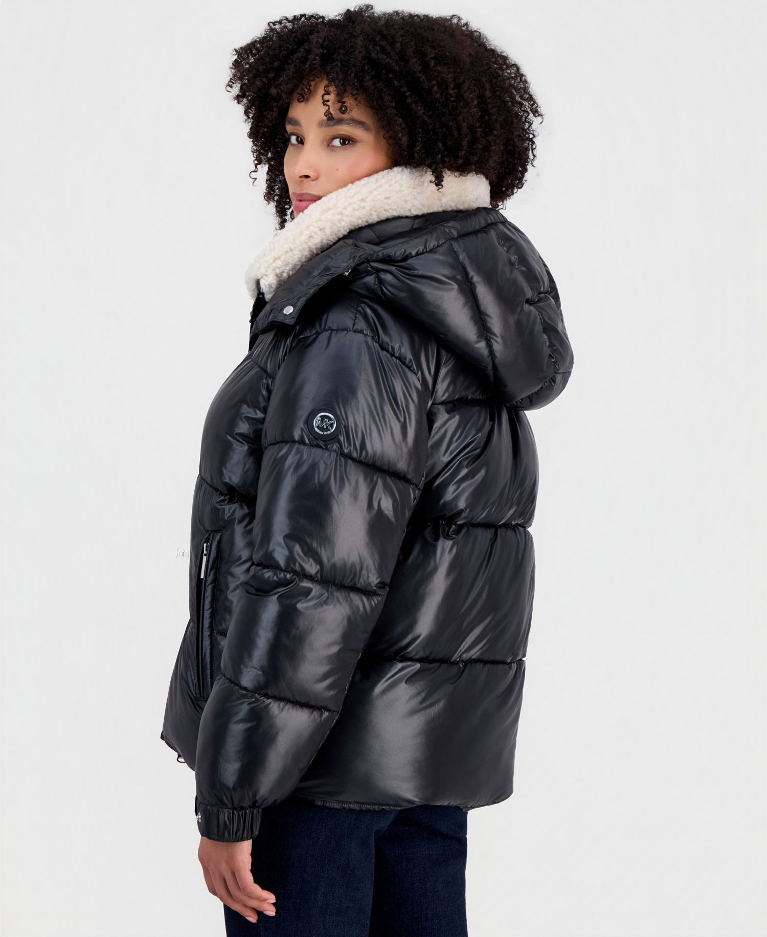 Michael Kors Women's Shine Hooded Sherpa Puffer Coat