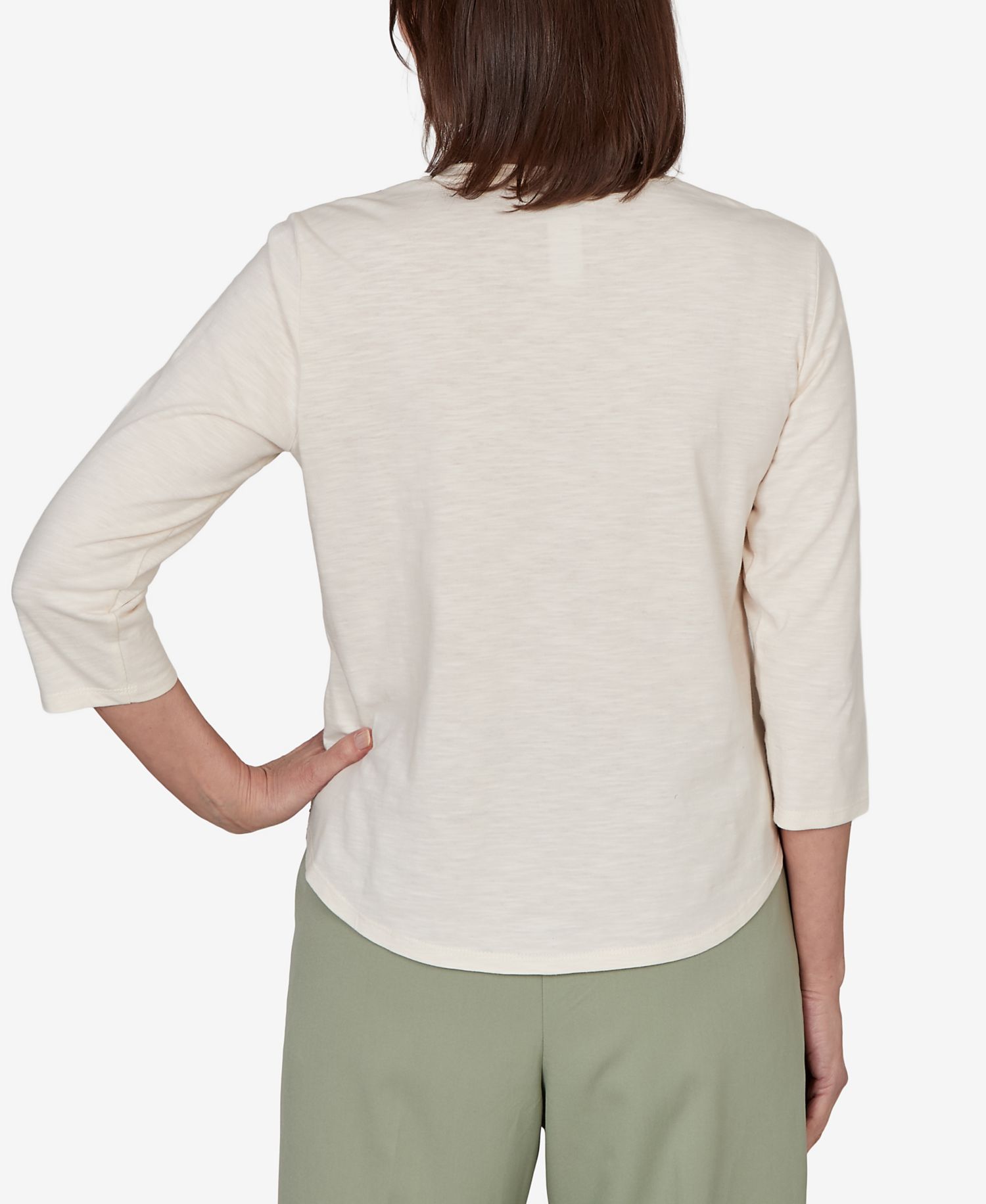 Petite Sequined Floral Mesh Overlay Knit Top