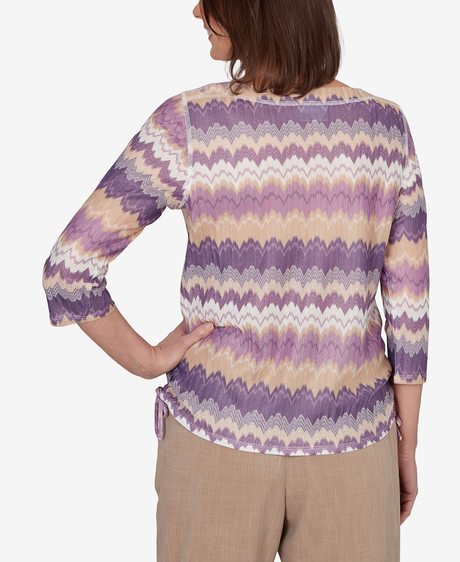 Petite Grand Bazaar Rippled Stripes Knit Top