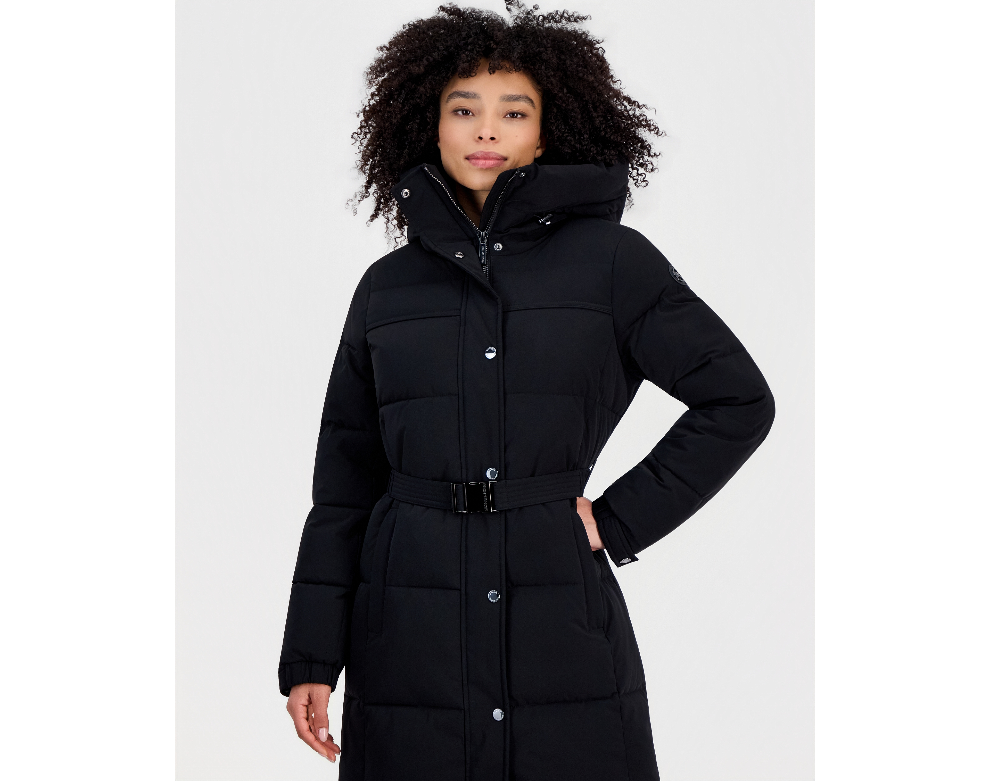 Michael Kors Petite Belted Hooded Puffer Coat