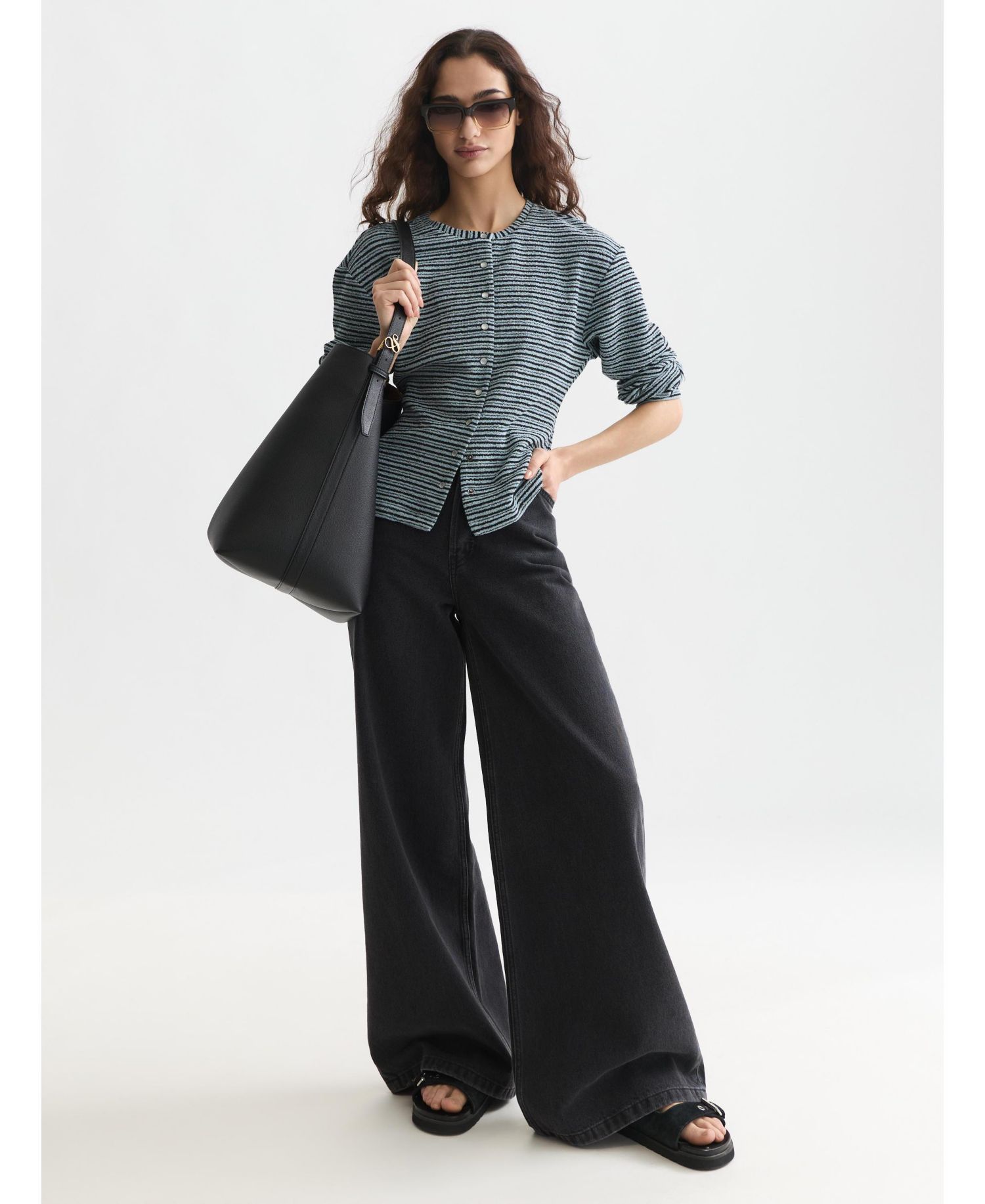 Women's Scotch and Soda Sweatshirts Stripe Button Down Sweatshirt