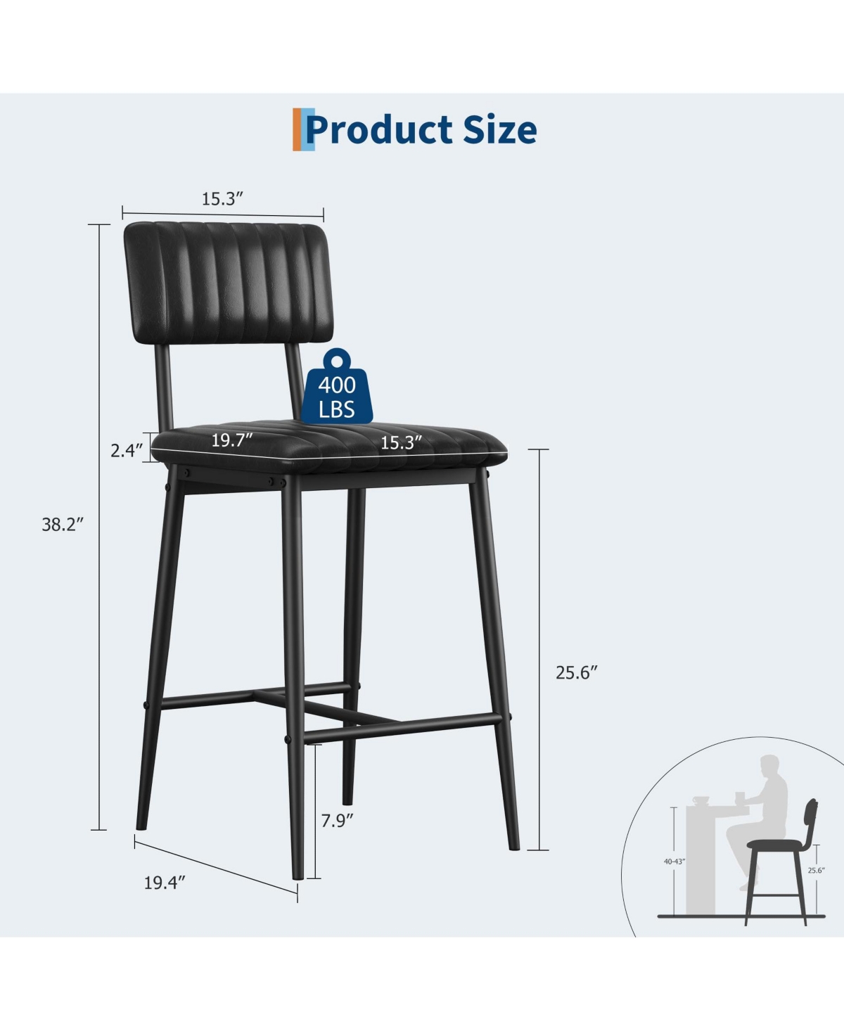 Homfan 4/6/8 pcs cushioned bar stools with back, footrest, and sturdy metal legs-perfect for kitchen islands counters.