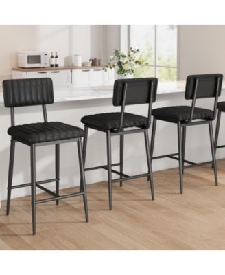 4/6/8 piece cushioned bar stools with back, footrest, and sturdy metal legs-perfect for kitchen islands and counters.