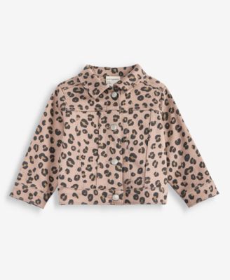 Baby Girls' 3M-24M Leopard-Print Denim Jacket