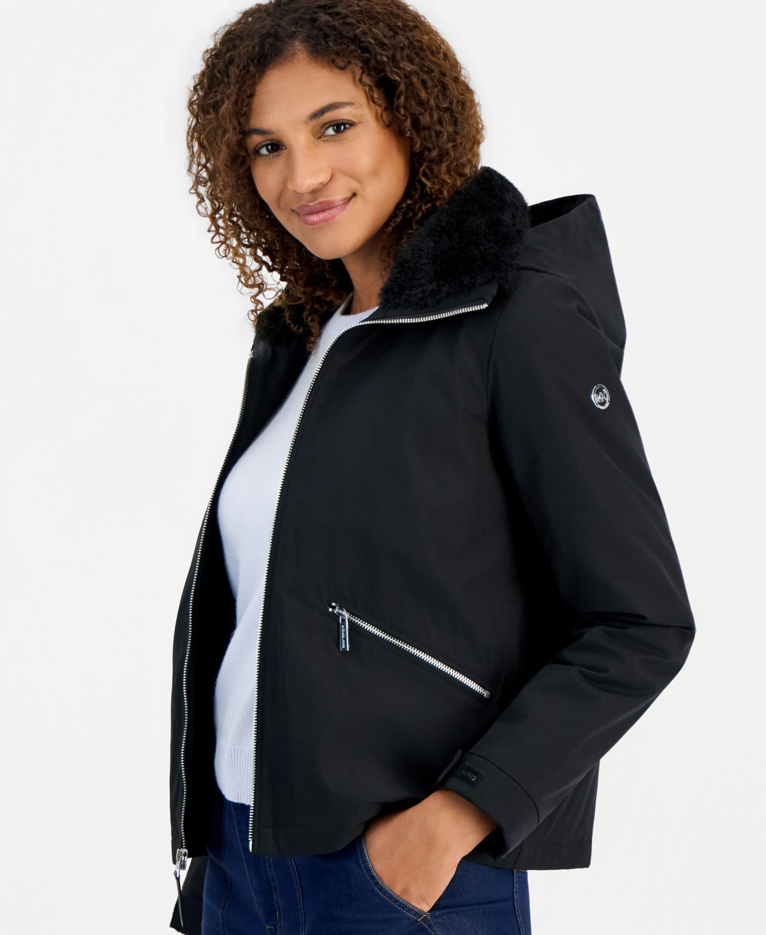 Women's Faux-Fur-Collar Soft-Shell Hooded Jacket