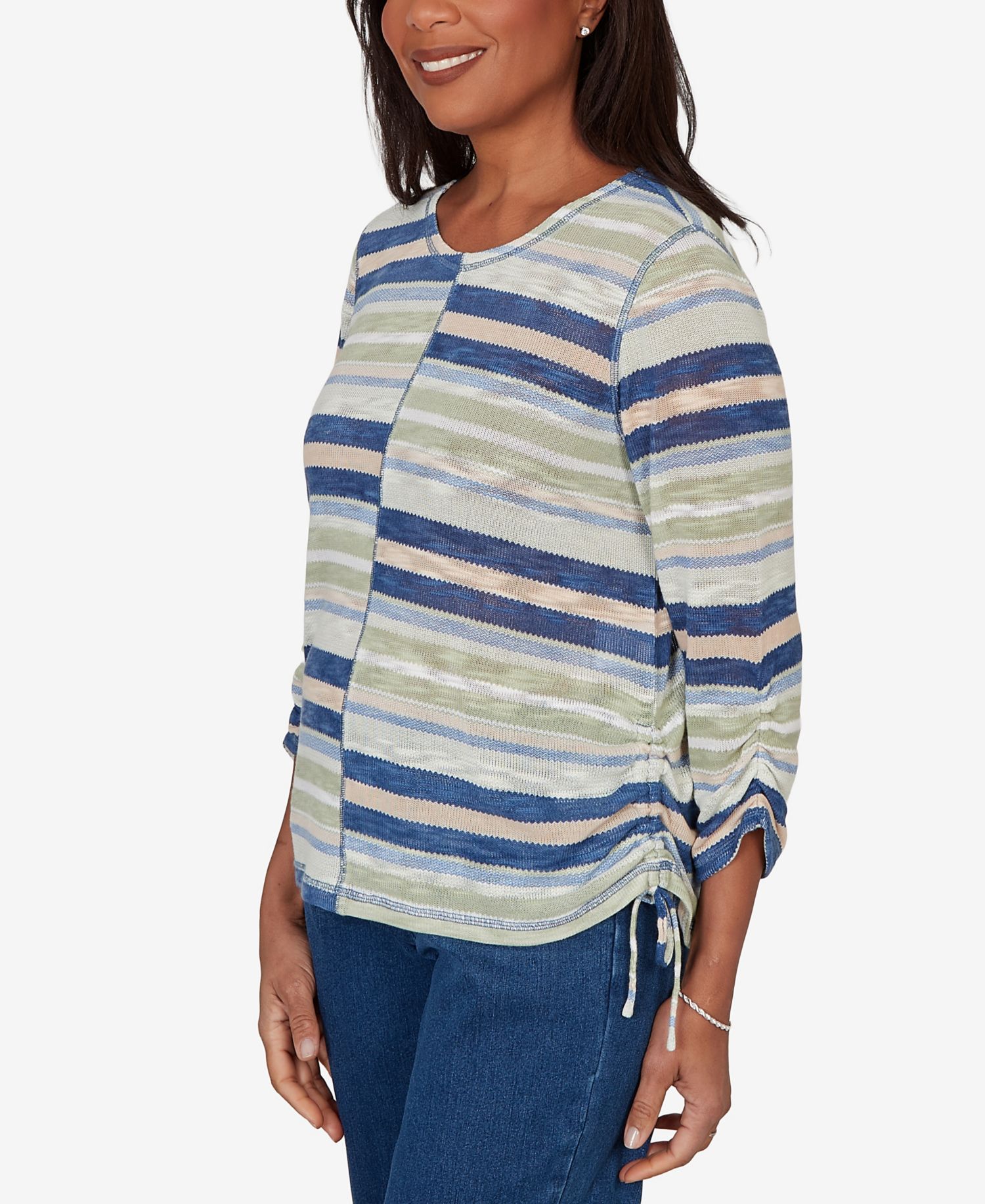 Petite Spliced Multi Stripe Knit Top