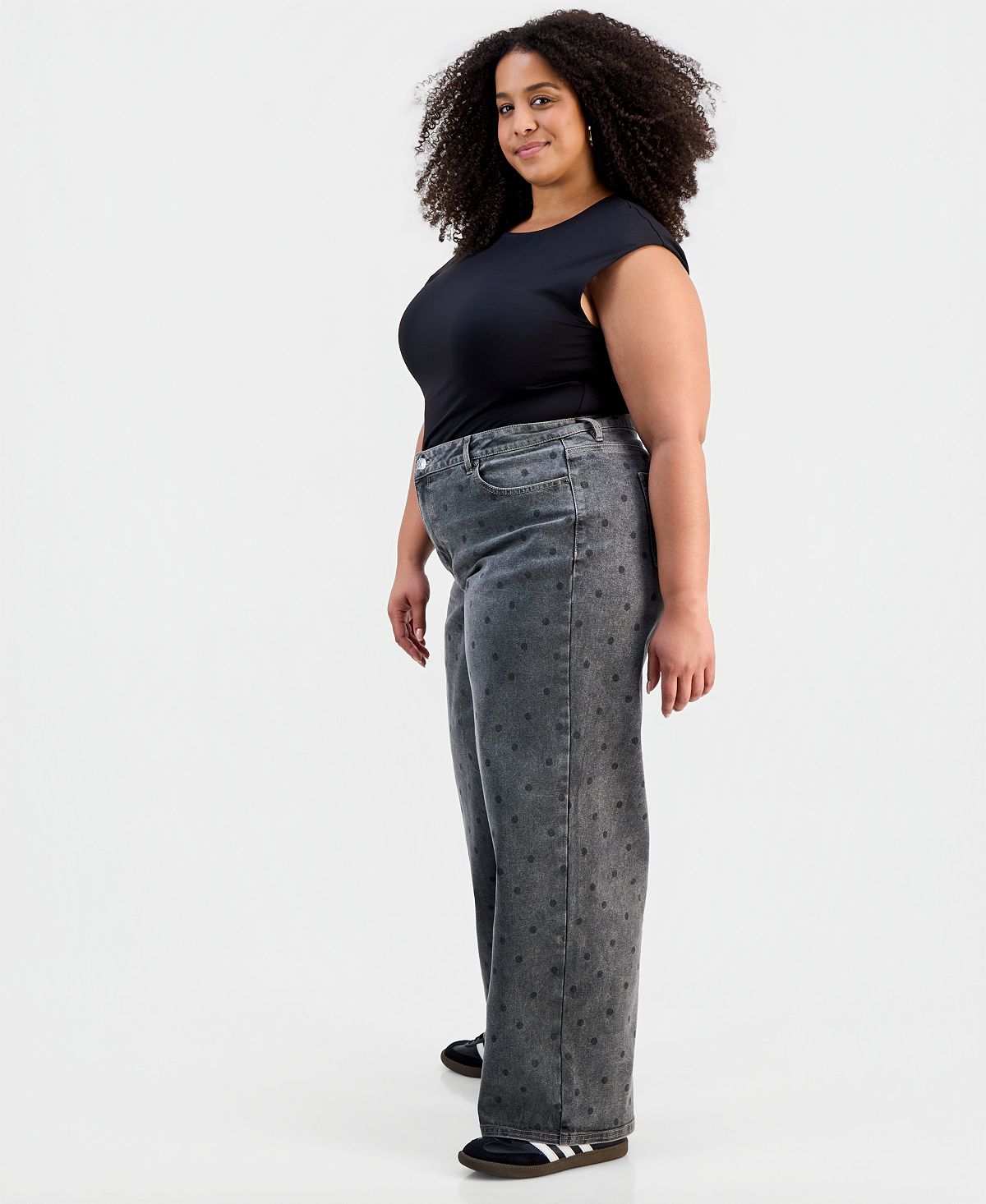 Madden Girl Trendy Plus Size Ultra High-Rise '90s Polka Dot Jeans view 2 — MAYCSS fashion products