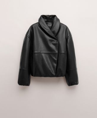 Women's Oversized Leather Bomber Jacket