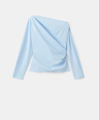 Women's Asymmetrical Collar Cotton Blouse
