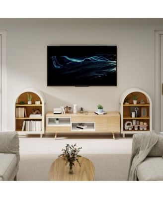 Set of 2 Arched 3-Tier Wooden Bookshelves
