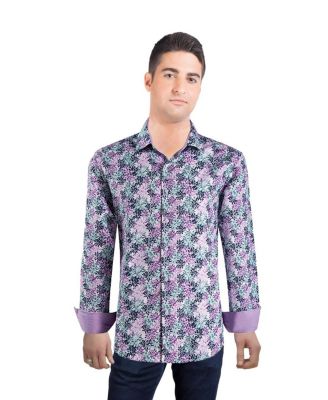 Men's Slim Fit Floral Button-Down Shirt
