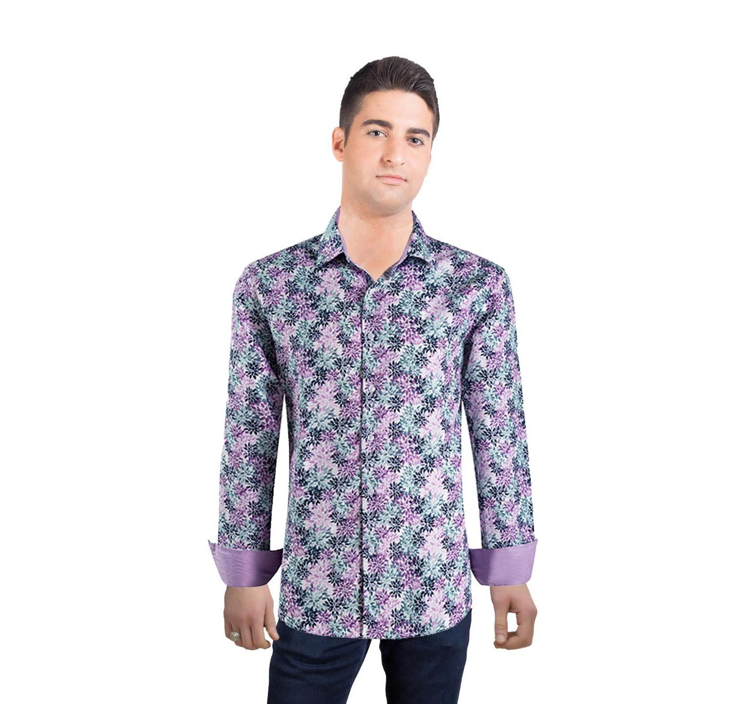 Men's Slim Fit Floral Button-Down Shirt