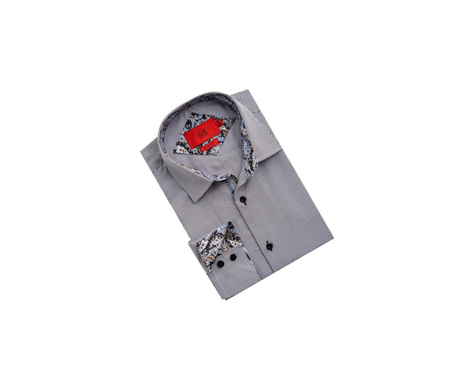 Men's Slim Fit Houndstooth Dress Shirt