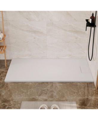Wheelchair-Friendly Shower Base with Non-Slip Surface, Reversible Drain, SMC Cover and Flashing Kits