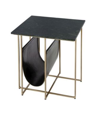 Stephanik 20.25 in. W Rectangular Marble and Leather Magazine Side Table