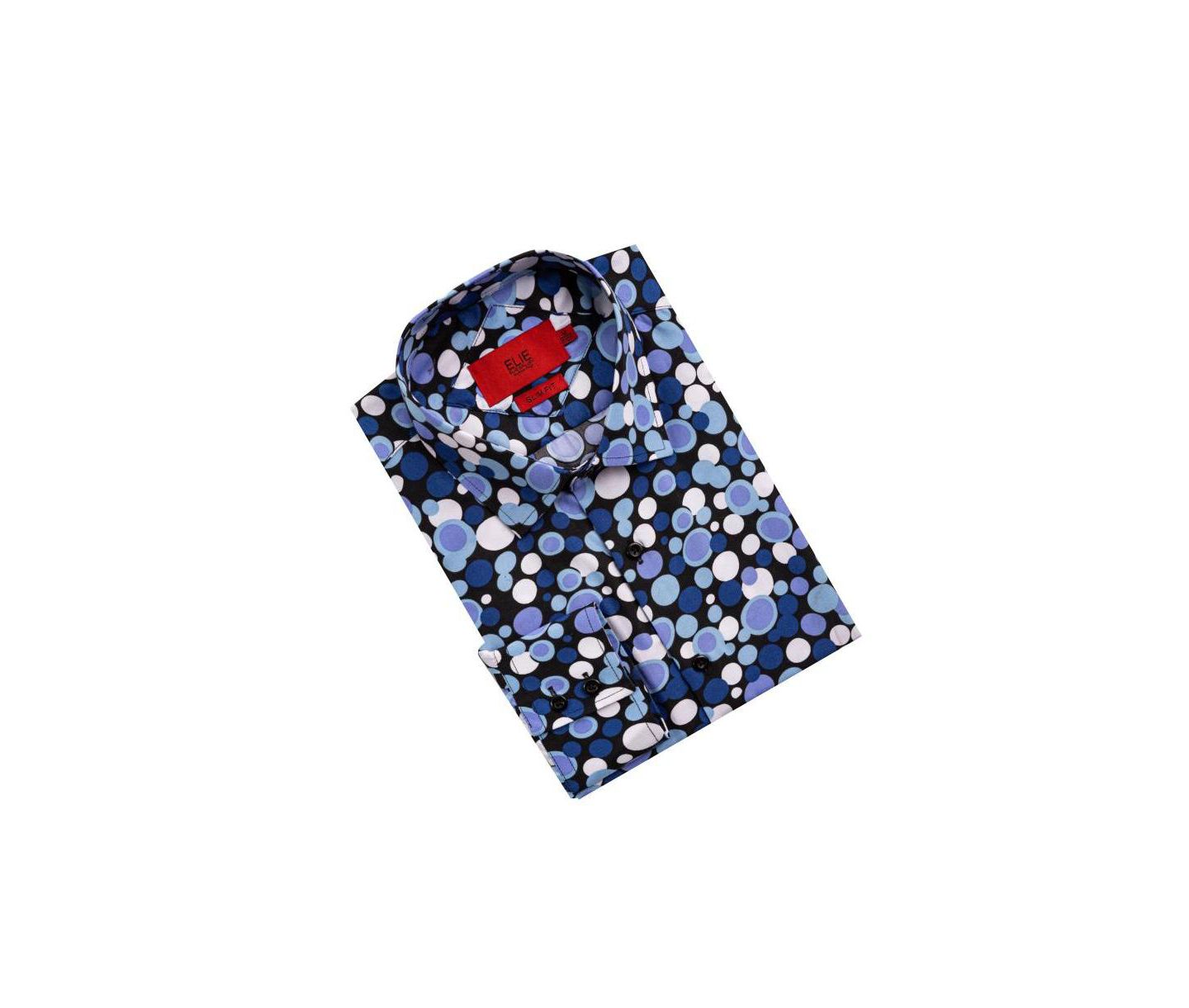 Мужская рубашка Elie Balleh Slim Fit Dot Print Shirt Button Down Shirt, цвет: Чёрный — фото 4