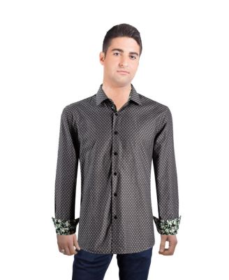 Men's Slim Fit Jacquard Dot Button-Down Shirt