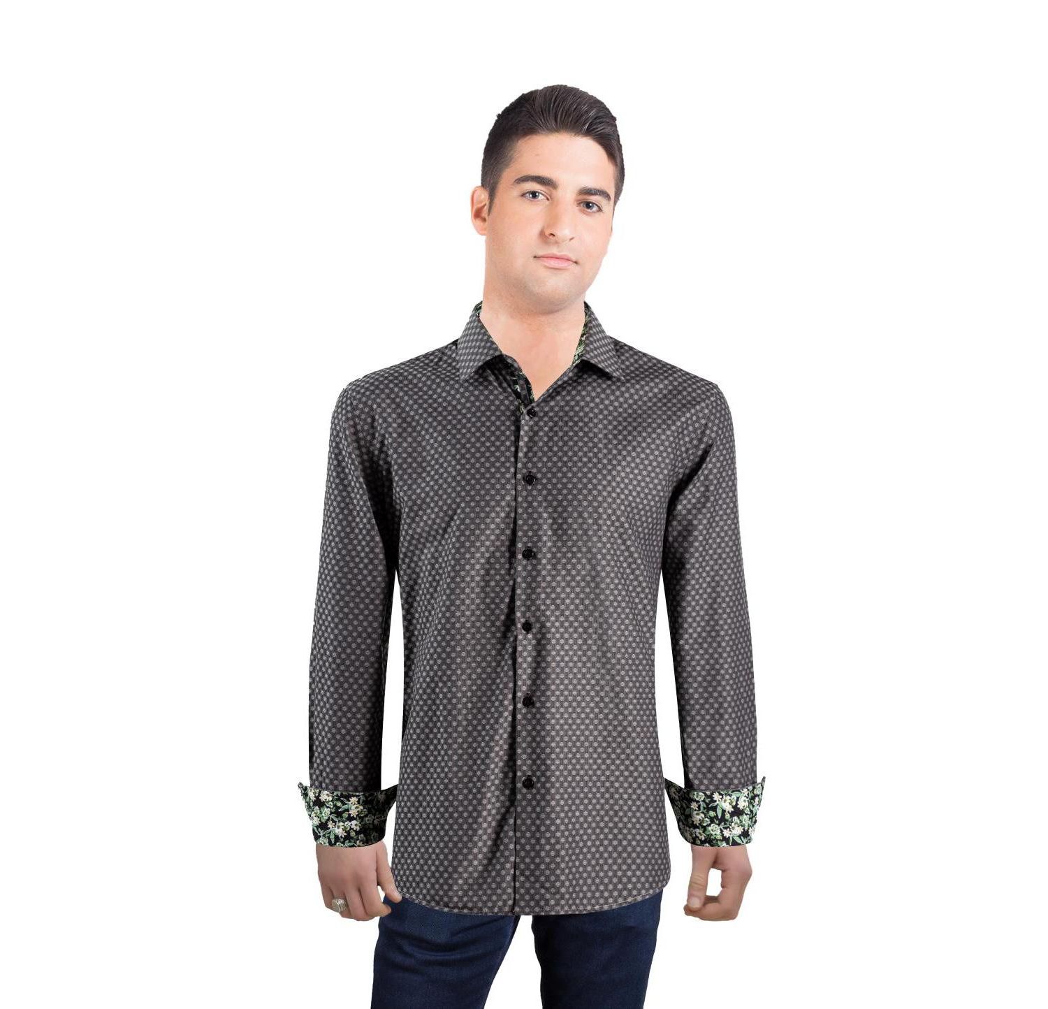 Men's Slim Fit Jacquard Dot Button-Down Shirt