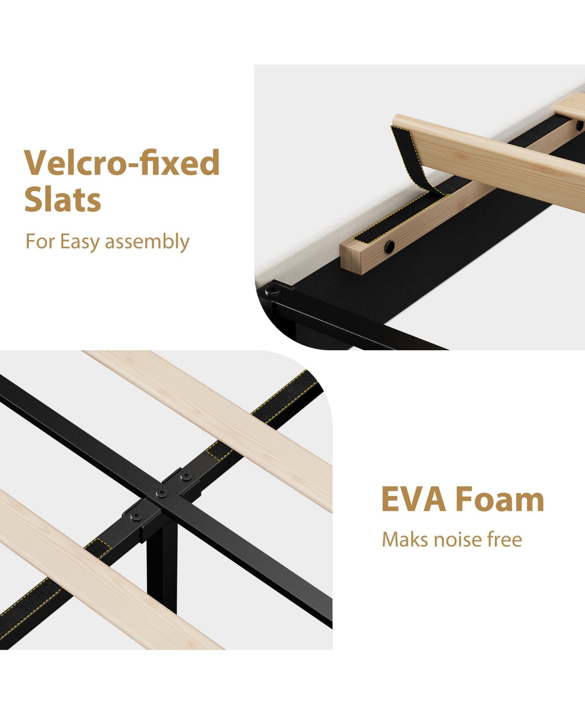 gaomon Velvet Upholstered Platform Bed, Bed Frame with Adjustable Headboard, Wooden Slat, No Box Spring Needed, Quick Assembly