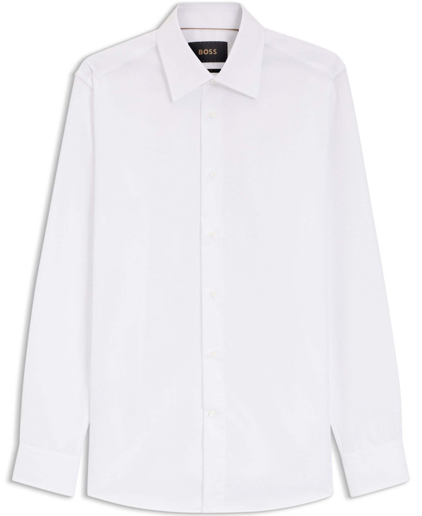 Мужская рубашка Hugo Boss Cotton Slim-Fit Dress Shirt, цвет: Белый — фото 3