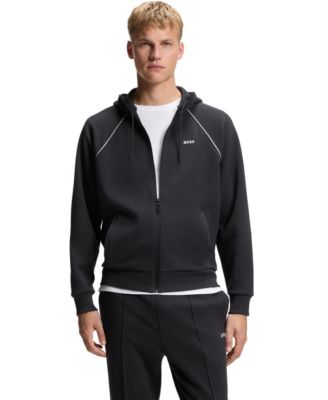 Men's Cotton-Blend Piping Detail Zip-Up Hoodie