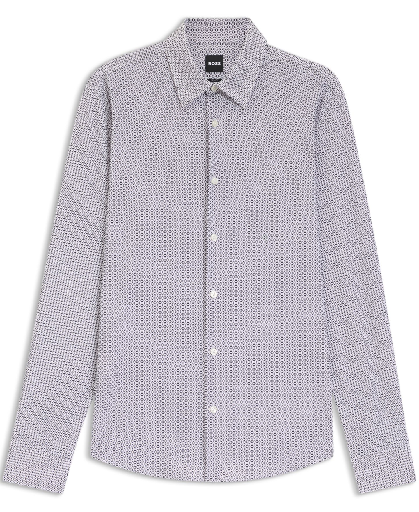 Мужская рубашка Hugo Boss Printed Performance-Stretch Jersey Slim-Fit Dress Shirt, цвет: Тёмный бежевый — фото 2